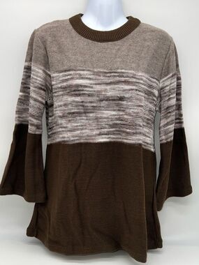 VTG Devon Vintage Crew Neck Long Sleeve Color-Block Tunic Sweater-Size M